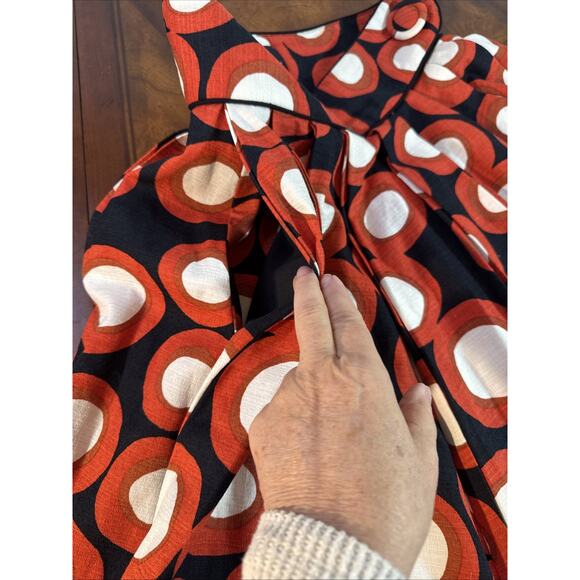 H&M Tribute to Marimenko Full Pleated Skirt Sz 4 Geometric Black Orange Ivory - Picture 16 of 16